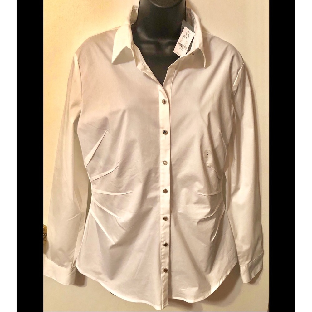 NY&C Beautiful White Design Stitch Blouse